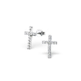 Cross Studs with CZ Sterling Silver - anelarevese - 1