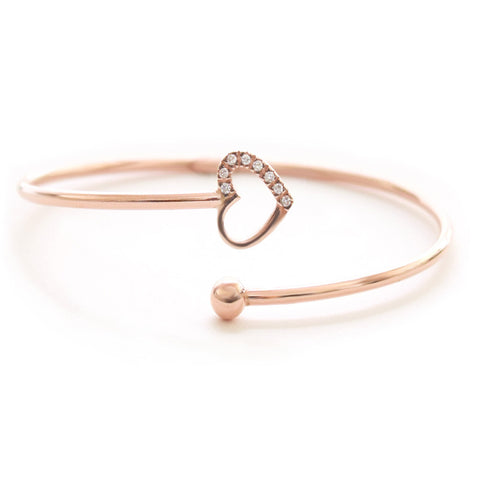 Bangle With Cz Heart Sterling Silver - anelarevese - 1