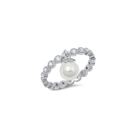 A- Dangle Pearl with CZ Sterling Silver - anelarevese - 1
