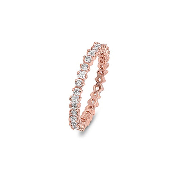 A- Rose Gold CZ Ring Sterling Silver - anelarevese - 1