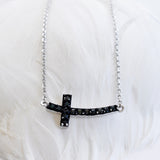 Black Cross Necklace Sterling Silver - anelarevese - 2