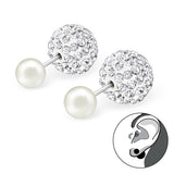 Z- Front & Back Studs Pearl w crystals - anelarevese - 2