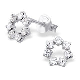 Polygon Studs with Crystal Sterling Silver - anelarevese - 2