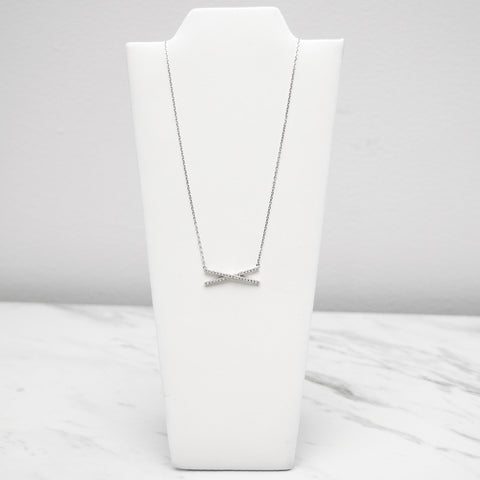 - A| Gorgeous X Necklace with CZ Sterling Silver - anelarevese - 1