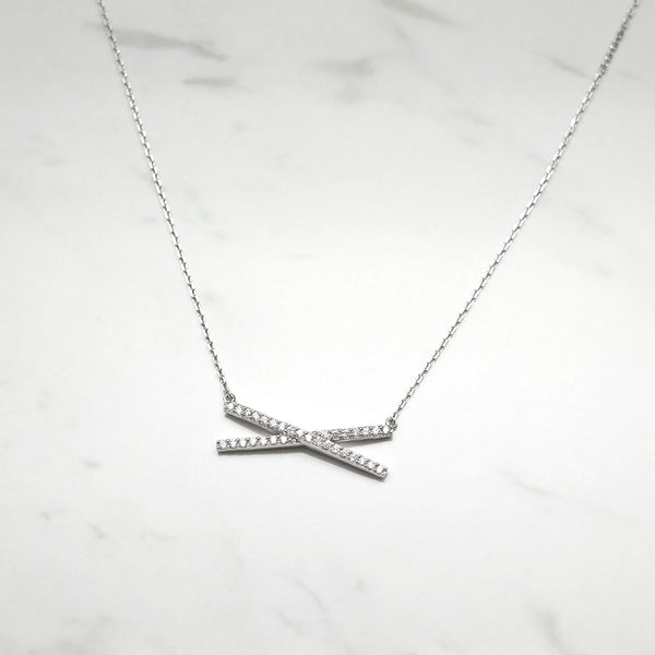 - A| Gorgeous X Necklace with CZ Sterling Silver - anelarevese - 3