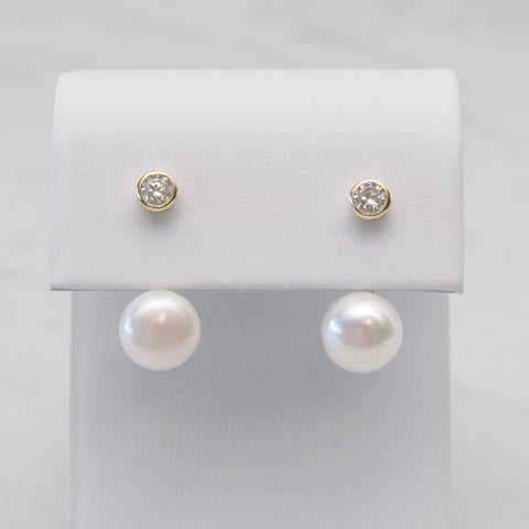 - A| Pearl and Gold Earrings Sterling Silver