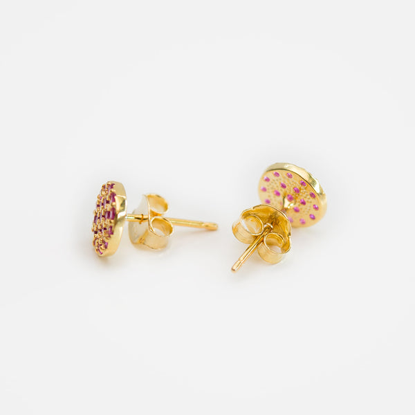 - C | Red & Gold Studs Sterling Silver - anelarevese - 3