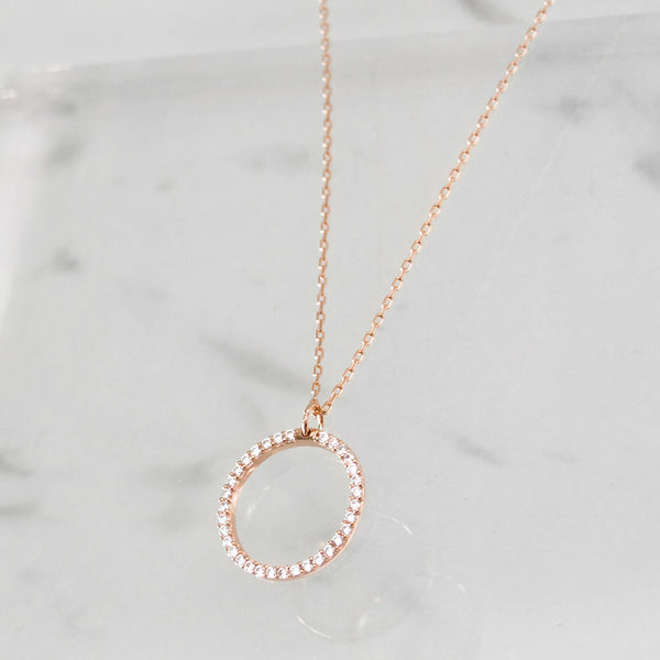 - A| Moving Round Necklace with CZ Sterling Silver - anelarevese - 3