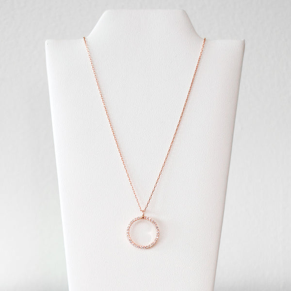 - A| Moving Round Necklace with CZ Sterling Silver - anelarevese - 1