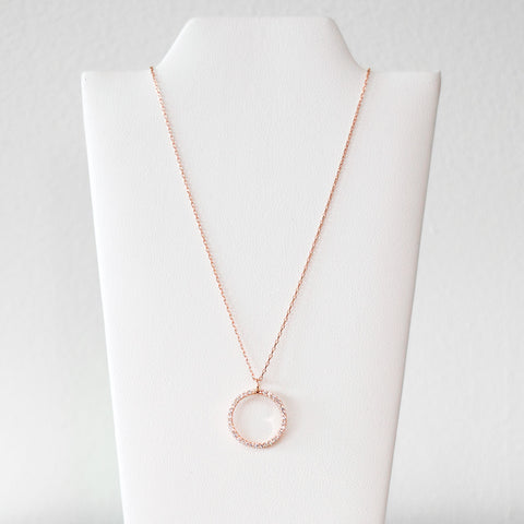 - A| Moving Round Necklace with CZ Sterling Silver - anelarevese - 1