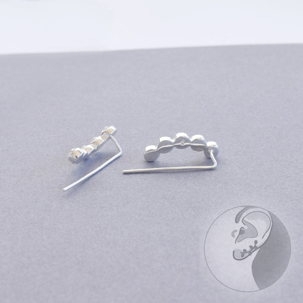 Round w Crystal Ear Pin | Sterling Silver - anelarevese - 3