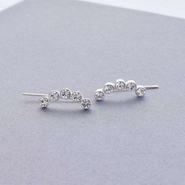 Round w Crystal Ear Pin | Sterling Silver - anelarevese - 1