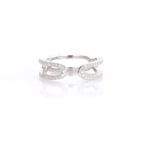 Curved Ring with CZ Sterling Silver - anelarevese - 1