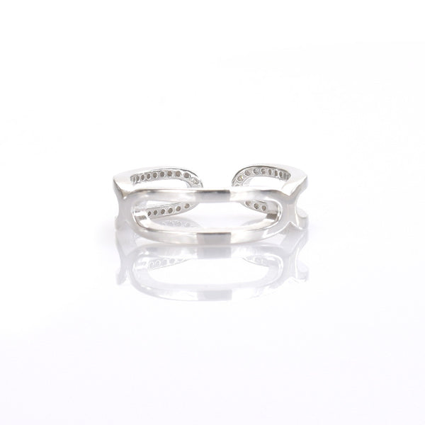 Curved Ring with CZ Sterling Silver - anelarevese - 2
