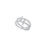 - Double Cross Line Ring Sterling Silver - anelarevese - 1