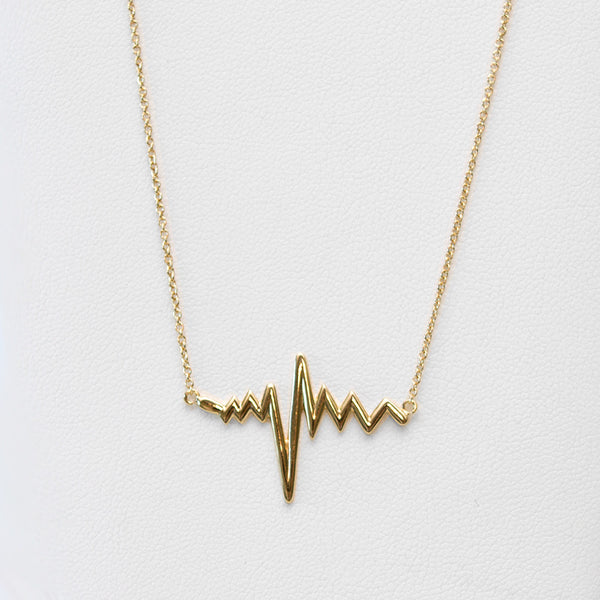 - A| Heart Beat Gold Necklace Sterling Silver