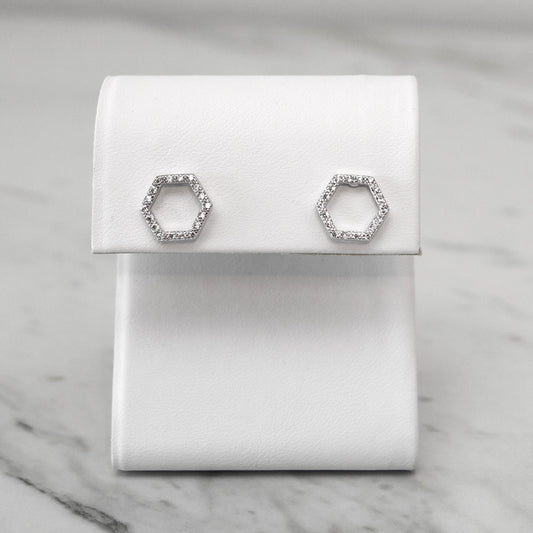 - A| Hexagon Earrings Sterling Silver