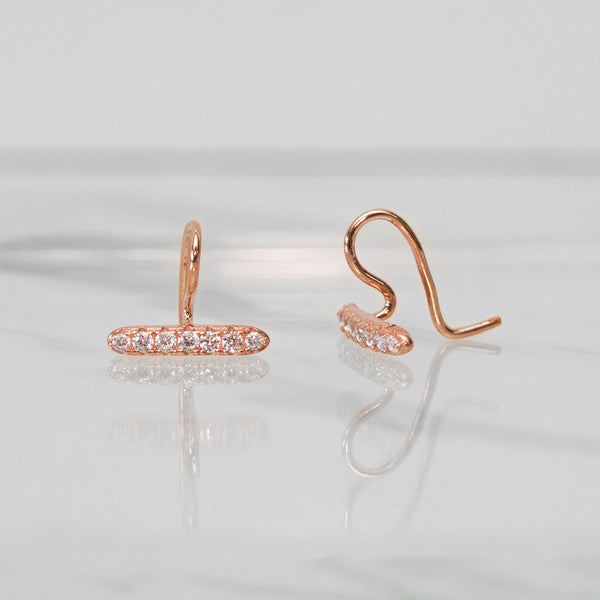 - A| Unique Hook Rose Gold Earrings Sterling Silver - anelarevese - 2