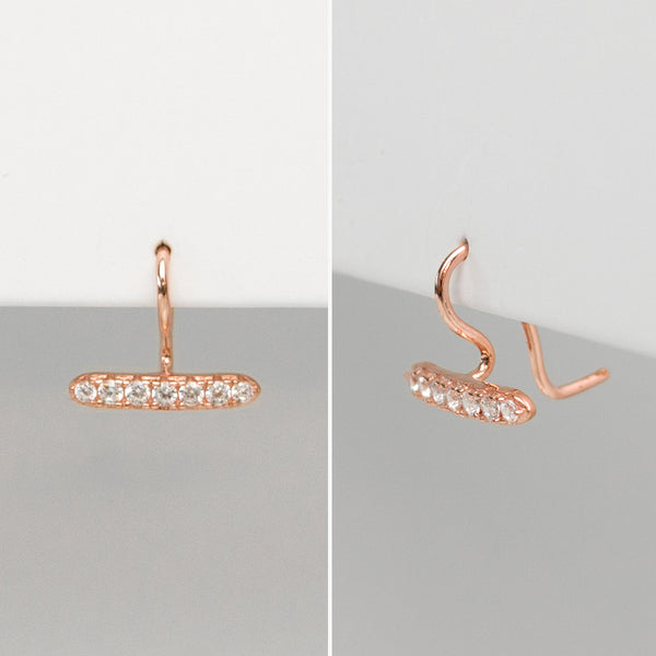 - A| Unique Hook Rose Gold Earrings Sterling Silver - anelarevese - 4