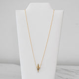 - A| Narrow Oval Necklace with CZ Sterling Silver