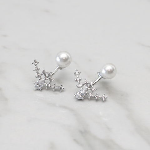 - A| Pearl and Snowflake Earrings Sterling Silver