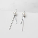 - A| Pearl Stick Earrings Sterling Silver