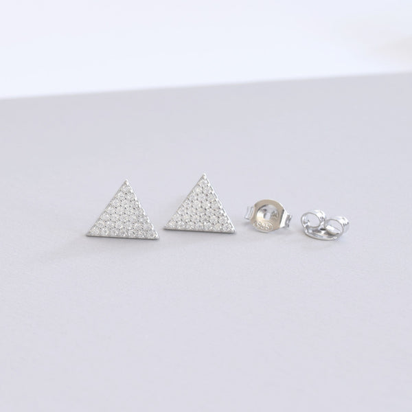Cz Triangle Earrings Sterling Silver - anelarevese - 1